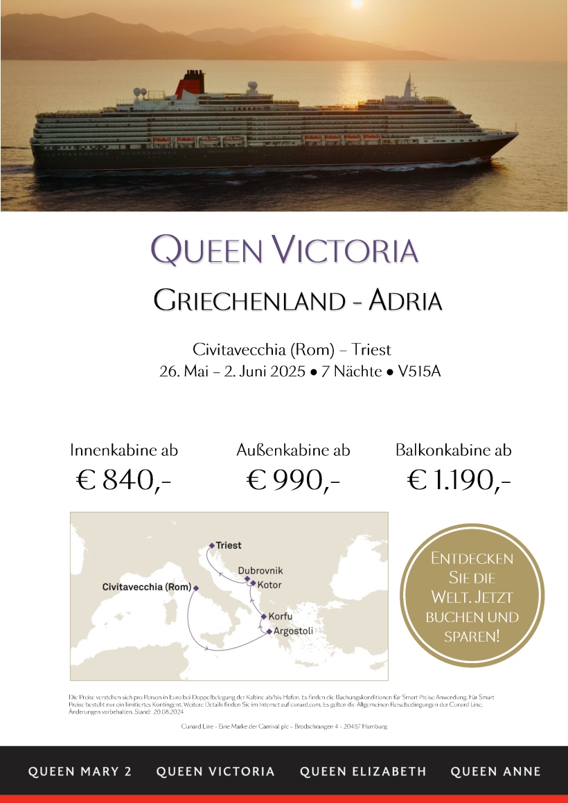 Queen Victoria V515A Griechenland Adria Smart Preis