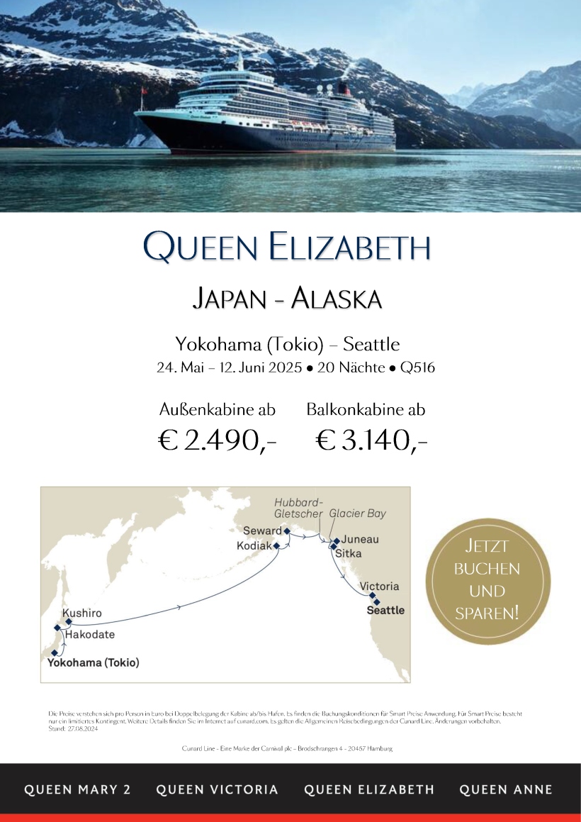 Queen Elizabeth Q516 Japan Alaska Smart