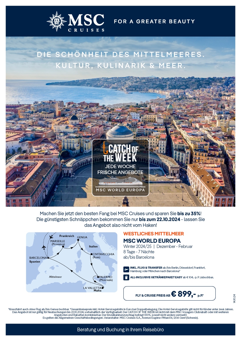 MSC World Europa inkl. Flug Catch of the Week